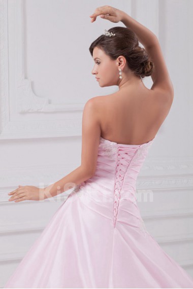 Satin Sweetheart A Line Dress with Embroidery