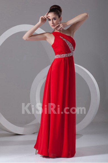 Chiffon Asymmetrical Column Dress with Embroidery