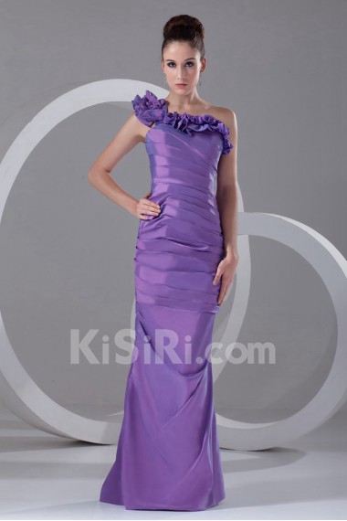 Taffeta Sheath Dress with Directionally Ruched Bodice