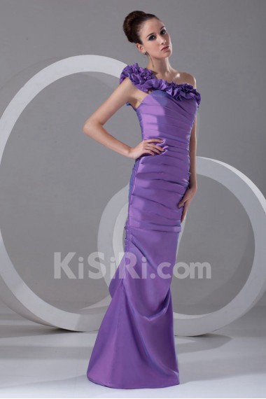 Taffeta Sheath Dress with Directionally Ruched Bodice