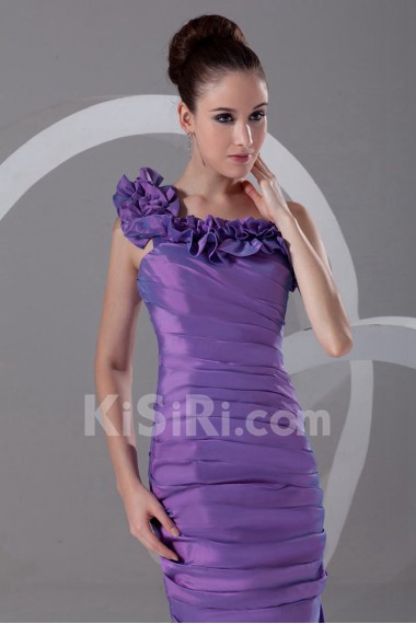 Taffeta Sheath Dress with Directionally Ruched Bodice