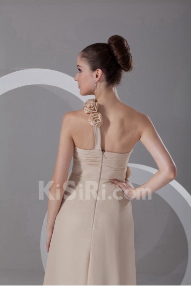 Chiffon One Shoulder Empire Dress with Embroidery