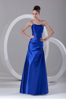 Satin Scoop A Line Dress with Directionally Ruched Bodice