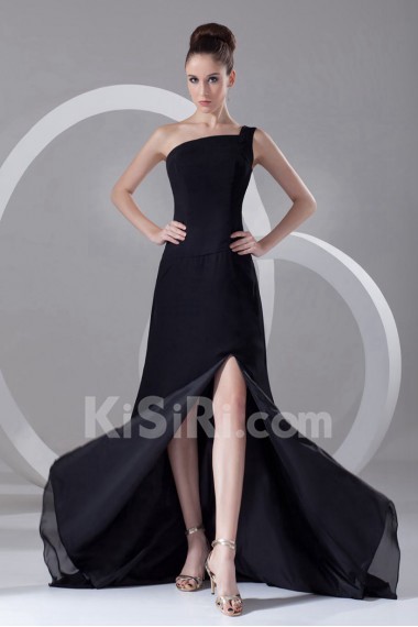 Chiffon One Shoulder Ankle-Length Column Dress