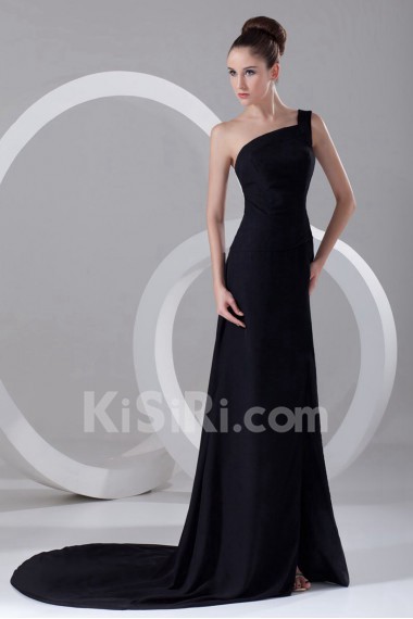 Chiffon One Shoulder Ankle-Length Column Dress