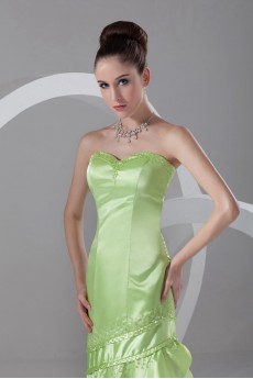 Satin Sweetheart Ankle-Length Sheath Dress with Embroidery