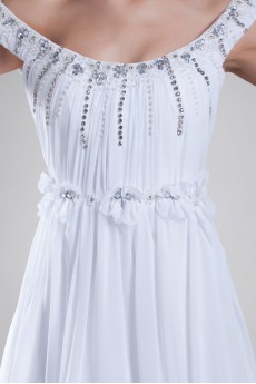 Chiffon Off-the-Shoulder Column Dress with Embroidery