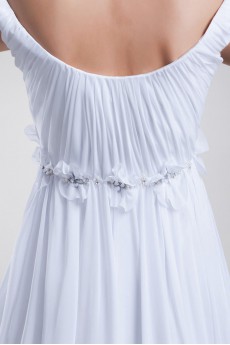 Chiffon Off-the-Shoulder Column Dress with Embroidery