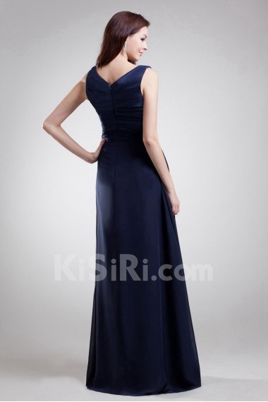 Chiffon V-Neck Column Dress with Hand-made Flowers