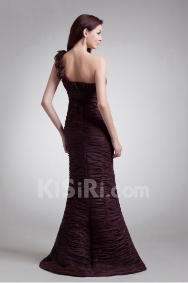 Organza One Shoulder Sheath Delicately Ruched Dress