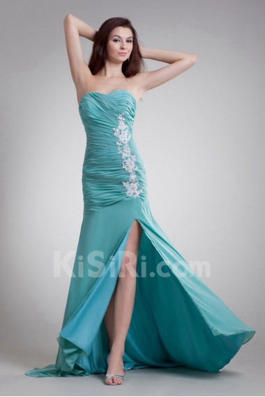 Chiffon Sweetheart Sheath Dress with Embroidery