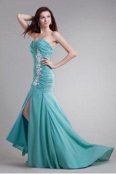 Chiffon Sweetheart Sheath Dress with Embroidery