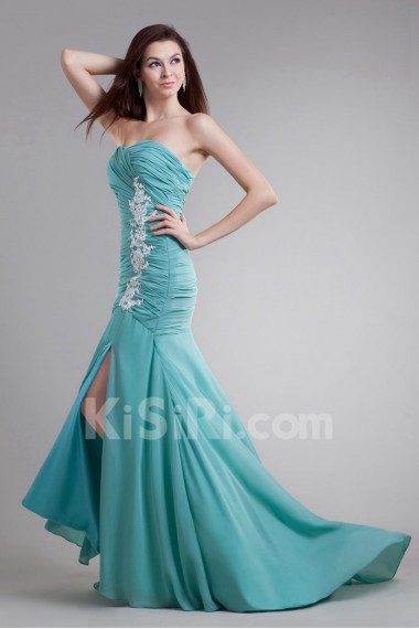 Chiffon Sweetheart Sheath Dress with Embroidery