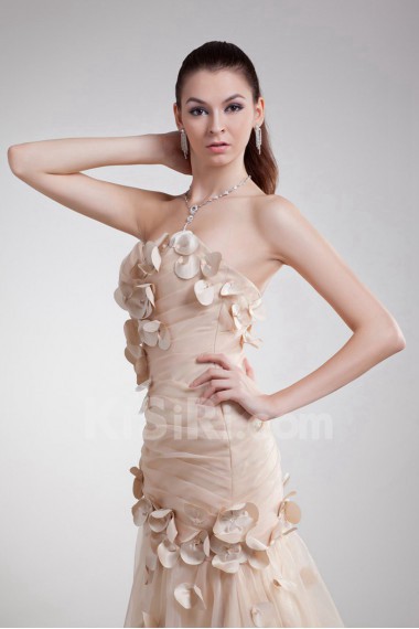 Organza Sweetheart Sheath Dress with Embroidery