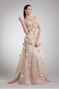 Organza Sweetheart Sheath Dress with Embroidery