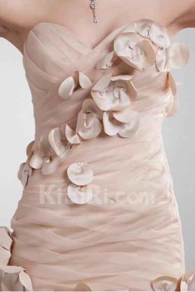 Organza Sweetheart Sheath Dress with Embroidery