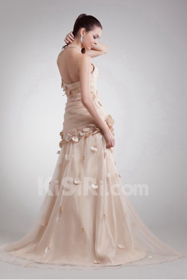 Organza Sweetheart Sheath Dress with Embroidery