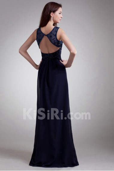 Chiffon Straps Sheath Dress with Embroidery