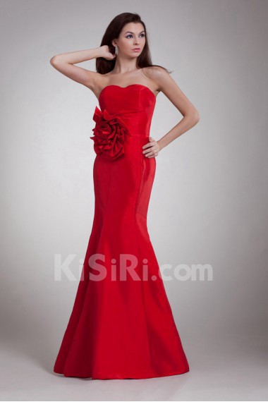 Taffeta Sweetheart Sheath Dress with Hand-made Flower