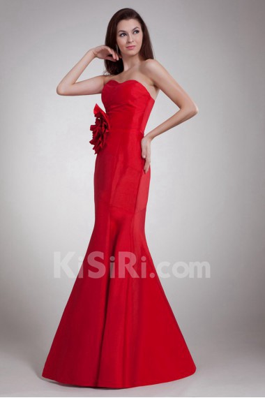 Taffeta Sweetheart Sheath Dress with Hand-made Flower