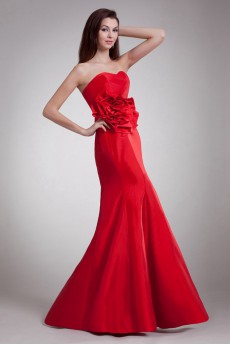 Taffeta Sweetheart Sheath Dress with Hand-made Flower