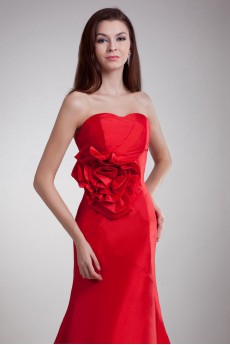 Taffeta Sweetheart Sheath Dress with Hand-made Flower