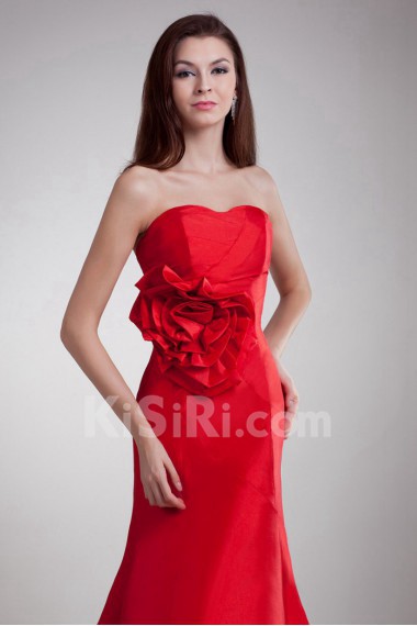 Taffeta Sweetheart Sheath Dress with Hand-made Flower