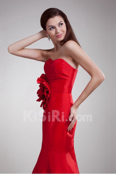 Taffeta Sweetheart Sheath Dress with Hand-made Flower