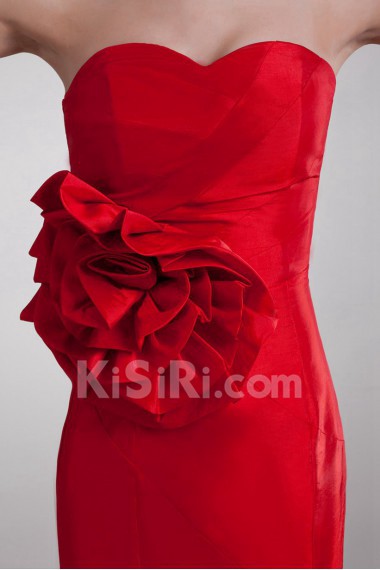 Taffeta Sweetheart Sheath Dress with Hand-made Flower