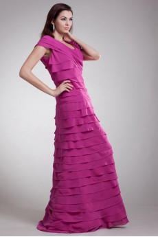 Chiffon V-Neck Column Dress with Hand-made Flower