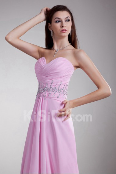 Chiffon Sweetheart Column Dress with Embroidery