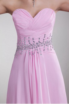 Chiffon Sweetheart Column Dress with Embroidery