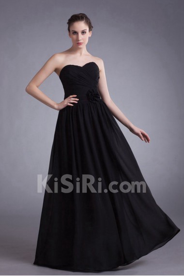 Chiffon Sweetheart A Line Dress with Hand-made Flower