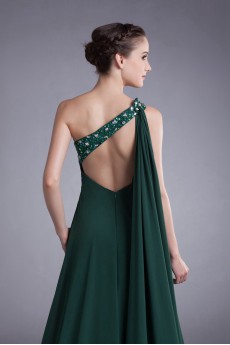 Chiffon Asymmetrical Column Dress with Embroidery