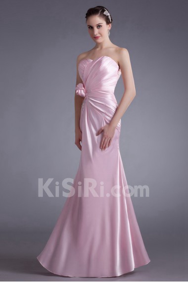 Silk Sweetheart Sheath Dress with Hand-made Flower