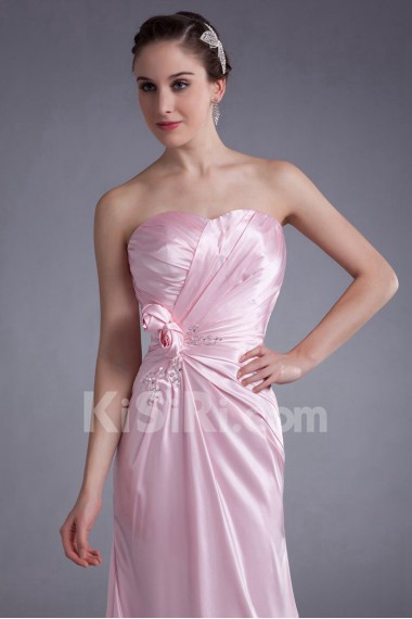 Silk Sweetheart Sheath Dress with Hand-made Flower