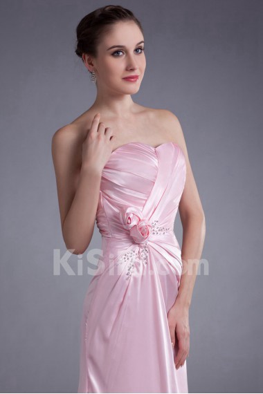 Silk Sweetheart Sheath Dress with Hand-made Flower