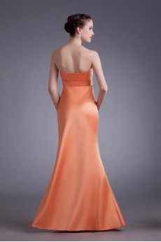 Satin Strapless Sheath Dress with Embroidery