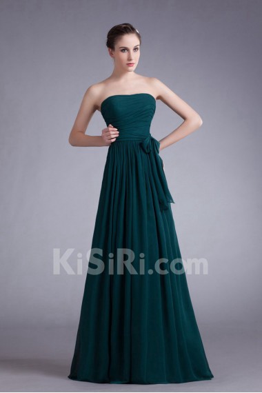 Chiffon Strapless A Line Dress with Sash