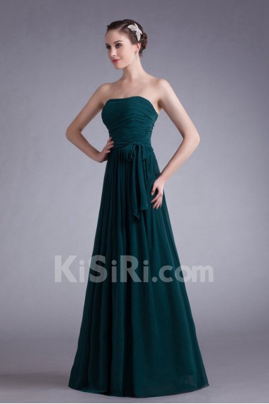 Chiffon Strapless A Line Dress with Sash