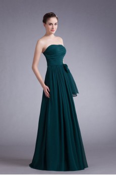 Chiffon Strapless A Line Dress with Sash