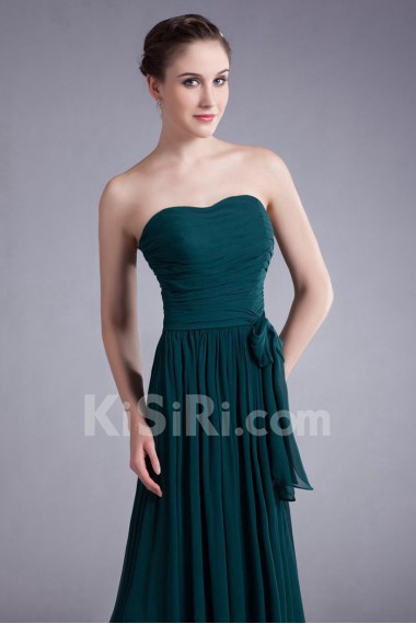 Chiffon Strapless A Line Dress with Sash