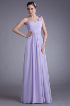 Chiffon One Shoulder Column Bow Dress