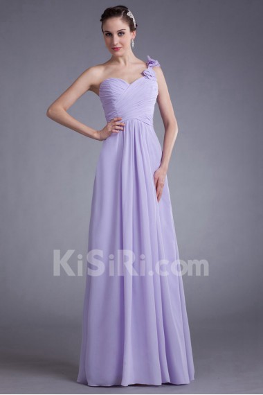 Chiffon One Shoulder Column Bow Dress