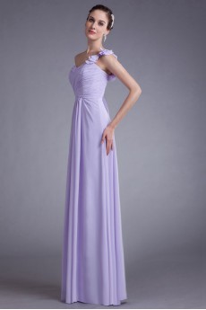 Chiffon One Shoulder Column Bow Dress