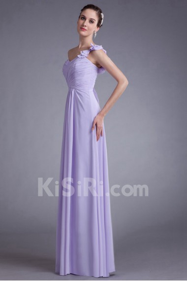 Chiffon One Shoulder Column Bow Dress