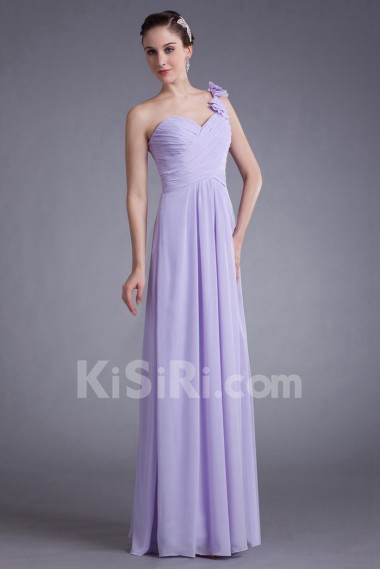 Chiffon One Shoulder Column Bow Dress