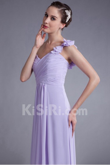 Chiffon One Shoulder Column Bow Dress