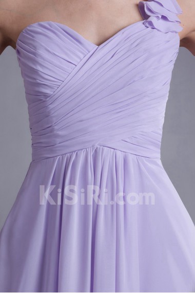 Chiffon One Shoulder Column Bow Dress