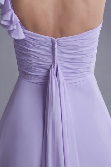 Chiffon One Shoulder Column Bow Dress